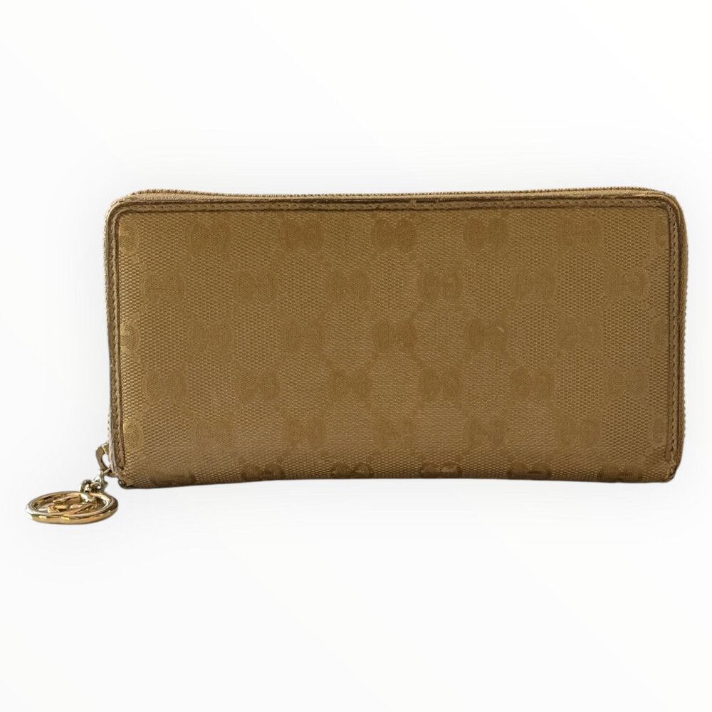 Gucci GG Imprime Metallic Gold Zip Around Wallet - Picture 2 of 8